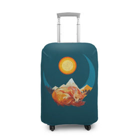 Чехол для чемодана 3D с принтом Лиса под солнцем в Петрозаводске, 86% полиэфир, 14% спандекс | двустороннее нанесение принта, прорези для ручек и колес | animal | beast | fox | heart | love | orange | животное | зверь | лис | лиса | личиска | любовь | природа | рыжая | сердце | солнце