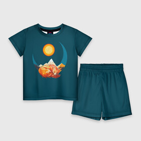 Детский костюм с шортами 3D с принтом Лиса под солнцем в Петрозаводске,  |  | animal | beast | fox | heart | love | orange | животное | зверь | лис | лиса | личиска | любовь | природа | рыжая | сердце | солнце