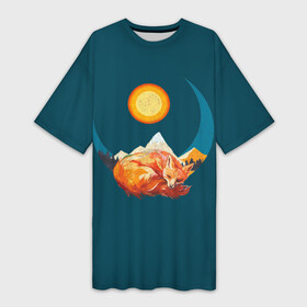 Платье-футболка 3D с принтом Лиса под солнцем в Петрозаводске,  |  | animal | beast | fox | heart | love | orange | животное | зверь | лис | лиса | личиска | любовь | природа | рыжая | сердце | солнце