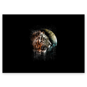 Поздравительная открытка с принтом Космический тигр в Петрозаводске, 100% бумага | плотность бумаги 280 г/м2, матовая, на обратной стороне линовка и место для марки
 | Тематика изображения на принте: animal | beast | cat | cosmic | galaxy | meow | moon | planet | roar | space | tiger | галактика | животное | зверь | космос | кот | кошка | луна | мяу | планета | рык | тигр | ярость