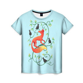 Женская футболка 3D с принтом Милая лисичка в Петрозаводске, 100% полиэфир ( синтетическое хлопкоподобное полотно) | прямой крой, круглый вырез горловины, длина до линии бедер | animal | beast | fox | heart | love | orange | животное | зверь | лис | лиса | личиска | любовь | птица | птицы | птичка | рыжая | сердце