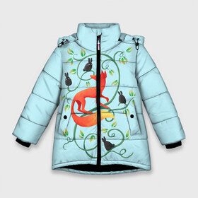 Зимняя куртка для девочек 3D с принтом Милая лисичка в Петрозаводске, ткань верха — 100% полиэстер; подклад — 100% полиэстер, утеплитель — 100% полиэстер. | длина ниже бедра, удлиненная спинка, воротник стойка и отстегивающийся капюшон. Есть боковые карманы с листочкой на кнопках, утяжки по низу изделия и внутренний карман на молнии. 

Предусмотрены светоотражающий принт на спинке, радужный светоотражающий элемент на пуллере молнии и на резинке для утяжки. | animal | beast | fox | heart | love | orange | животное | зверь | лис | лиса | личиска | любовь | птица | птицы | птичка | рыжая | сердце