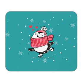 Коврик прямоугольный с принтом Пингвинчик на коньках в Петрозаводске, натуральный каучук | размер 230 х 185 мм; запечатка лицевой стороны | Тематика изображения на принте: 14 февраля | день святого валентина | зима | пингвин | снег | снежинки
