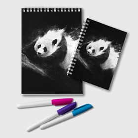 Блокнот с принтом Молочная панда в Петрозаводске, 100% бумага | 48 листов, плотность листов — 60 г/м2, плотность картонной обложки — 250 г/м2. Листы скреплены удобной пружинной спиралью. Цвет линий — светло-серый
 | Тематика изображения на принте: animal | bear | beast | milk | nature | panda | животное | зверь | медведь | молоко | панда | природа