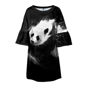 Детское платье 3D с принтом Молочная панда в Петрозаводске, 100% полиэстер | прямой силуэт, чуть расширенный к низу. Круглая горловина, на рукавах — воланы | animal | bear | beast | milk | nature | panda | животное | зверь | медведь | молоко | панда | природа