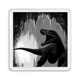 Магнит 55*55 с принтом Пещера динозавра в Петрозаводске, Пластик | Размер: 65*65 мм; Размер печати: 55*55 мм | animal | beast | dino | rage | roar | динозавр | животное | зверь | земля | пещера | рык | эра | ярость