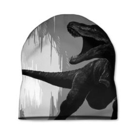 Шапка 3D с принтом Пещера динозавра в Петрозаводске, 100% полиэстер | универсальный размер, печать по всей поверхности изделия | animal | beast | dino | rage | roar | динозавр | животное | зверь | земля | пещера | рык | эра | ярость