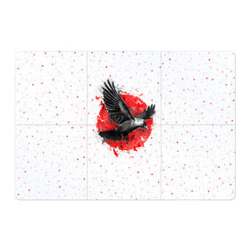 Магнитный плакат 3Х2 с принтом Черный ворон в Петрозаводске, Полимерный материал с магнитным слоем | 6 деталей размером 9*9 см | bird | black | fly | moon | sun | ворон | луна | полет | птица | солнце | черный