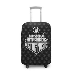 Чехол для чемодана 3D с принтом Hitparade of Metal Music в Петрозаводске, 86% полиэфир, 14% спандекс | двустороннее нанесение принта, прорези для ручек и колес | cool | dark | hard | metal | music | rock | крутой | метал | музыка | рок | темный | тяжелый | черный