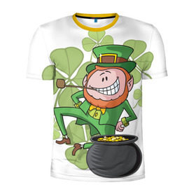 Мужская футболка 3D спортивная с принтом Ирландия в Петрозаводске, 100% полиэстер с улучшенными характеристиками | приталенный силуэт, круглая горловина, широкие плечи, сужается к линии бедра | Тематика изображения на принте: clover | gold | green | irish | money | st. patrick | деньги | зелёный | золото | ирландская | клевер | лепрекон