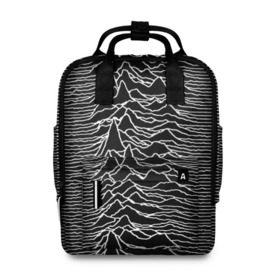 Женский рюкзак 3D с принтом Joy Division. Unknown Pleasures в Петрозаводске, 100% полиэстер | лямки с регулируемой длиной, сверху ручки, чтобы рюкзак нести как сумку. Основное отделение закрывается на молнию, как и внешний карман. Внутри два дополнительных кармана, один из которых закрывается на молнию. По бокам два дополнительных кармашка, куда поместится маленькая бутылочка
 | joy division | альбом | волны | горы | линии | обложка | панк | рок