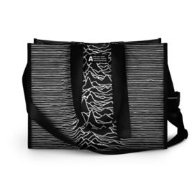 Сумка-шоппер 3D с принтом Joy Division. Unknown Pleasures в Петрозаводске, 100% полиэстер | застегивается на металлическую кнопку; внутренний карман застегивается на молнию. Стенки укреплены специальным мягким материалом, чтобы защитить содержимое от несильных ударов
 | joy division | альбом | волны | горы | линии | обложка | панк | рок