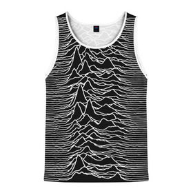 Мужская майка 3D с принтом Joy Division. Unknown Pleasures в Петрозаводске, 100% полиэстер | круглая горловина, приталенный силуэт, длина до линии бедра. Пройма и горловина окантованы тонкой бейкой | Тематика изображения на принте: joy division | альбом | волны | горы | линии | обложка | панк | рок