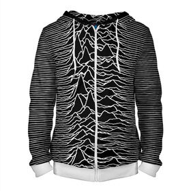 Мужская толстовка 3D на молнии с принтом Joy Division. Unknown Pleasures в Петрозаводске, 100% полиэстер | длина до линии бедра, манжеты и пояс оформлены мягкой тканевой резинкой, двухслойный капюшон со шнурком для регулировки, спереди молния, по бокам два кармана | joy division | альбом | волны | горы | линии | обложка | панк | рок