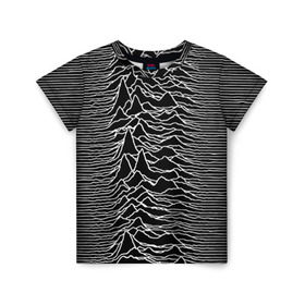 Детская футболка 3D с принтом Joy Division. Unknown Pleasures в Петрозаводске, 100% гипоаллергенный полиэфир | прямой крой, круглый вырез горловины, длина до линии бедер, чуть спущенное плечо, ткань немного тянется | Тематика изображения на принте: joy division | альбом | волны | горы | линии | обложка | панк | рок