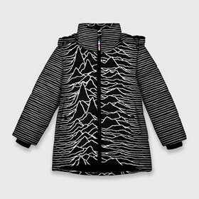 Зимняя куртка для девочек 3D с принтом Joy Division Unknown Pleasures в Петрозаводске, ткань верха — 100% полиэстер; подклад — 100% полиэстер, утеплитель — 100% полиэстер. | длина ниже бедра, удлиненная спинка, воротник стойка и отстегивающийся капюшон. Есть боковые карманы с листочкой на кнопках, утяжки по низу изделия и внутренний карман на молнии. 

Предусмотрены светоотражающий принт на спинке, радужный светоотражающий элемент на пуллере молнии и на резинке для утяжки. | joy division | альбом | волны | горы | линии | обложка | панк | рок