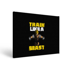 Холст прямоугольный с принтом Train Like a Beast в Петрозаводске, 100% ПВХ |  | dragon ball | strong | workout | воркаут | драгон бол