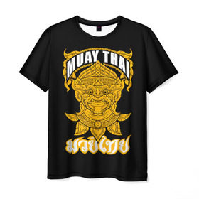 Мужская футболка 3D с принтом Muay Thai Fighter в Петрозаводске, 100% полиэфир | прямой крой, круглый вырез горловины, длина до линии бедер | boxing | combat | fight | fighter | kickboxing | muay thai | wrestling | боец | бой | бокс | боксер | драка | кикбоксинг | май тай