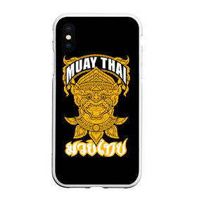 Чехол для iPhone XS Max матовый с принтом Muay Thai Fighter в Петрозаводске, Силикон | Область печати: задняя сторона чехла, без боковых панелей | Тематика изображения на принте: boxing | combat | fight | fighter | kickboxing | muay thai | wrestling | боец | бой | бокс | боксер | драка | кикбоксинг | май тай