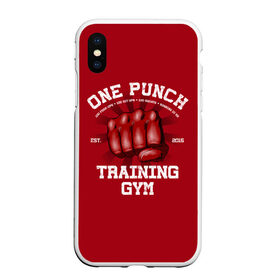 Чехол для iPhone XS Max матовый с принтом One Punch Gym в Петрозаводске, Силикон | Область печати: задняя сторона чехла, без боковых панелей | boxing | combat | fight | fighter | kickboxing | muay thai | wrestling | боец | бой | бокс | боксер | драка | кикбоксинг | май тай