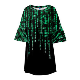 Детское платье 3D с принтом Матрица в Петрозаводске, 100% полиэстер | прямой силуэт, чуть расширенный к низу. Круглая горловина, на рукавах — воланы | background | black | green | matrix | movie | numbers | зеленые | матрица | фильм | фон | цифры | черный