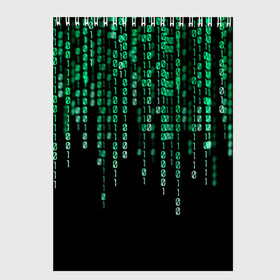 Скетчбук с принтом Матрица в Петрозаводске, 100% бумага
 | 48 листов, плотность листов — 100 г/м2, плотность картонной обложки — 250 г/м2. Листы скреплены сверху удобной пружинной спиралью | background | black | green | matrix | movie | numbers | зеленые | матрица | фильм | фон | цифры | черный