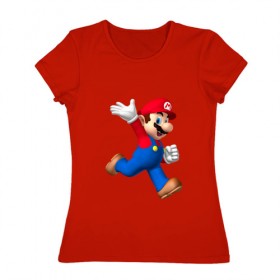 Женская футболка хлопок с принтом Super Mario в Петрозаводске, 100% хлопок | прямой крой, круглый вырез горловины, длина до линии бедер, слегка спущенное плечо | nintendo | марио | нинтендо