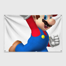 Флаг-баннер с принтом Super Mario в Петрозаводске, 100% полиэстер | размер 67 х 109 см, плотность ткани — 95 г/м2; по краям флага есть четыре люверса для крепления | nintendo | марио | нинтендо