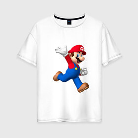 Женская футболка хлопок Oversize с принтом Super Mario в Петрозаводске, 100% хлопок | свободный крой, круглый ворот, спущенный рукав, длина до линии бедер
 | nintendo | марио | нинтендо