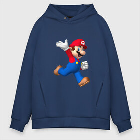 Мужское худи Oversize хлопок с принтом Super Mario в Петрозаводске, френч-терри — 70% хлопок, 30% полиэстер. Мягкий теплый начес внутри —100% хлопок | боковые карманы, эластичные манжеты и нижняя кромка, капюшон на магнитной кнопке | nintendo | марио | нинтендо