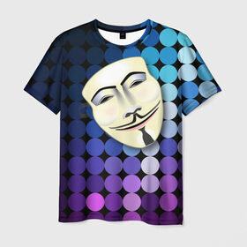 Мужская футболка 3D с принтом Анонимус в Петрозаводске, 100% полиэфир | прямой крой, круглый вырез горловины, длина до линии бедер | anonymous | www | интернет | маска | свобода | хакер