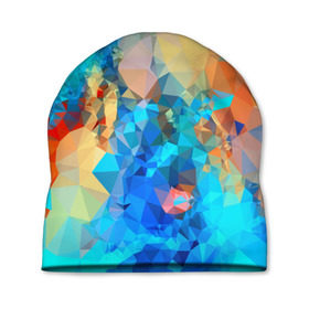 Шапка 3D с принтом PolyBlue в Петрозаводске, 100% полиэстер | универсальный размер, печать по всей поверхности изделия | бумага | геометрия | грани | изгиб | линии | полигоны | постель | розовый | сочетания | текстура | треугольники