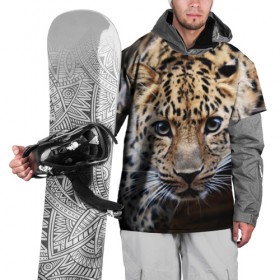 Накидка на куртку 3D с принтом Леопард в Петрозаводске, 100% полиэстер |  | взгляд | глаза | дикая кошка | леопард | хищник