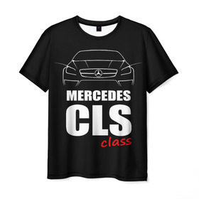 Мужская футболка 3D с принтом Mercedes CLS Class в Петрозаводске, 100% полиэфир | прямой крой, круглый вырез горловины, длина до линии бедер | mercedes benz | mercedes cls 63 amg | авто | автомобиль | машина | мерседес | тачка