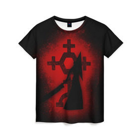 Женская футболка 3D с принтом Silent Hill в Петрозаводске, 100% полиэфир ( синтетическое хлопкоподобное полотно) | прямой крой, круглый вырез горловины, длина до линии бедер | horror | знак | мистика | монстр | пирамида | сайлент хилл | символ | триллер | ужасы