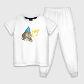 Детская пижама хлопок с принтом ВЖУХ котик в Петрозаводске, 100% хлопок |  брюки и футболка прямого кроя, без карманов, на брюках мягкая резинка на поясе и по низу штанин
 | вжух | котик