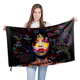 Флаг 3D с принтом Ямайка, девушка в Петрозаводске, 100% полиэстер | плотность ткани — 95 г/м2, размер — 67 х 109 см. Принт наносится с одной стороны | девушка | портрет | ямайка | яркий