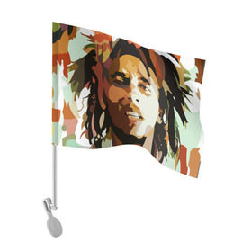 Флаг для автомобиля с принтом Боб Марли в Петрозаводске, 100% полиэстер | Размер: 30*21 см | bob marley | composer | guitarist | jamaica | jamaican musician | reggae | singer | музыкант | регги