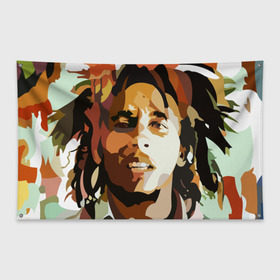 Флаг-баннер с принтом Боб Марли в Петрозаводске, 100% полиэстер | размер 67 х 109 см, плотность ткани — 95 г/м2; по краям флага есть четыре люверса для крепления | bob marley | composer | guitarist | jamaica | jamaican musician | reggae | singer | музыкант | регги