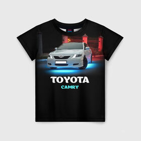 Детская футболка 3D с принтом Toyota Camry в Петрозаводске, 100% гипоаллергенный полиэфир | прямой крой, круглый вырез горловины, длина до линии бедер, чуть спущенное плечо, ткань немного тянется | Тематика изображения на принте: camry | toyota | авто. автомобиль | камри | машина | тачка | тойота