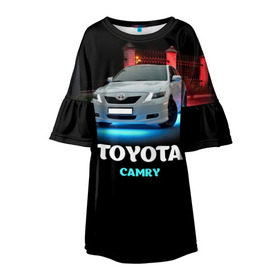 Детское платье 3D с принтом Toyota Camry в Петрозаводске, 100% полиэстер | прямой силуэт, чуть расширенный к низу. Круглая горловина, на рукавах — воланы | camry | toyota | авто. автомобиль | камри | машина | тачка | тойота