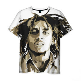 Мужская футболка 3D с принтом Ямайка, Боб Марли в Петрозаводске, 100% полиэфир | прямой крой, круглый вырез горловины, длина до линии бедер | bob marley | reggae