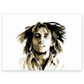 Поздравительная открытка с принтом Ямайка, Боб Марли в Петрозаводске, 100% бумага | плотность бумаги 280 г/м2, матовая, на обратной стороне линовка и место для марки
 | Тематика изображения на принте: bob marley | reggae