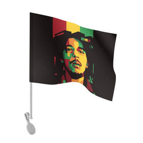 Флаг для автомобиля с принтом Ямайка, Боб Марли в Петрозаводске, 100% полиэстер | Размер: 30*21 см | bob marley | reggae | регги