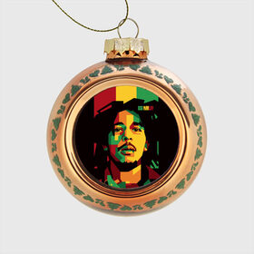 Стеклянный ёлочный шар с принтом Ямайка, Боб Марли в Петрозаводске, Стекло | Диаметр: 80 мм | bob marley | reggae | регги