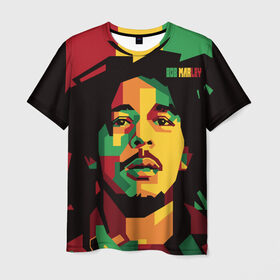 Мужская футболка 3D с принтом Ямайка, Боб Марли в Петрозаводске, 100% полиэфир | прямой крой, круглый вырез горловины, длина до линии бедер | bob marley | reggae | регги