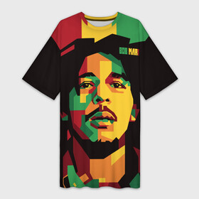 Платье-футболка 3D с принтом Ямайка, Боб Марли в Петрозаводске,  |  | bob marley | reggae | регги