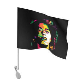 Флаг для автомобиля с принтом Ямайка, Боб Марли в Петрозаводске, 100% полиэстер | Размер: 30*21 см | reggae | регги