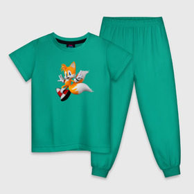 Детская пижама хлопок с принтом Лисенок Тейлз в Петрозаводске, 100% хлопок |  брюки и футболка прямого кроя, без карманов, на брюках мягкая резинка на поясе и по низу штанин
 | майлз «тейлз» прауэр
