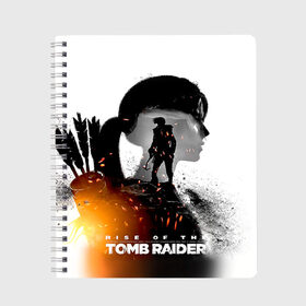 Тетрадь с принтом Rise of the Tomb Raider 1 в Петрозаводске, 100% бумага | 48 листов, плотность листов — 60 г/м2, плотность картонной обложки — 250 г/м2. Листы скреплены сбоку удобной пружинной спиралью. Уголки страниц и обложки скругленные. Цвет линий — светло-серый
 | Тематика изображения на принте: rise of the tomb raider | tomb raider | восхождение расхитительницы гробниц | расхитительница гробниц